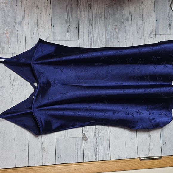 Vtg 80's Sabrina By Mervyns Blue Satin Bow Slip Dress - Picture 4 of 10
